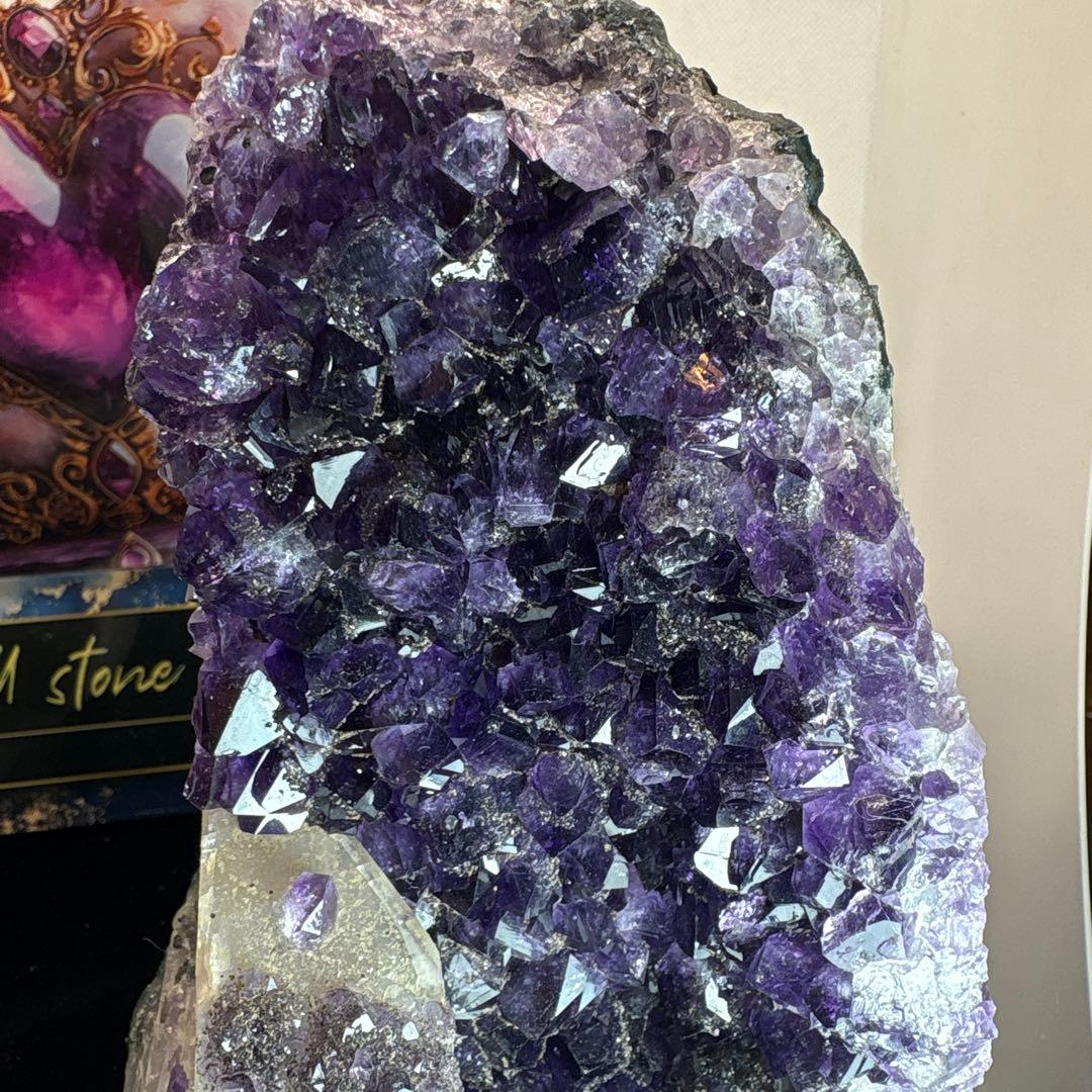 ウルグアイ産♡アメジストドーム♡カルサイト共生♡専用台座セット♡総重量
