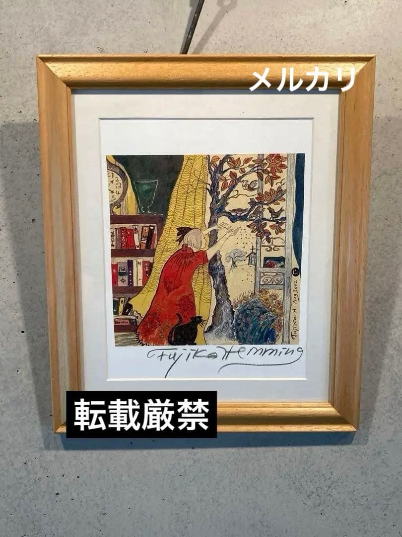 フジ子・ヘミング アート 絵画 餌撒き フジコヘミング 額装 版画