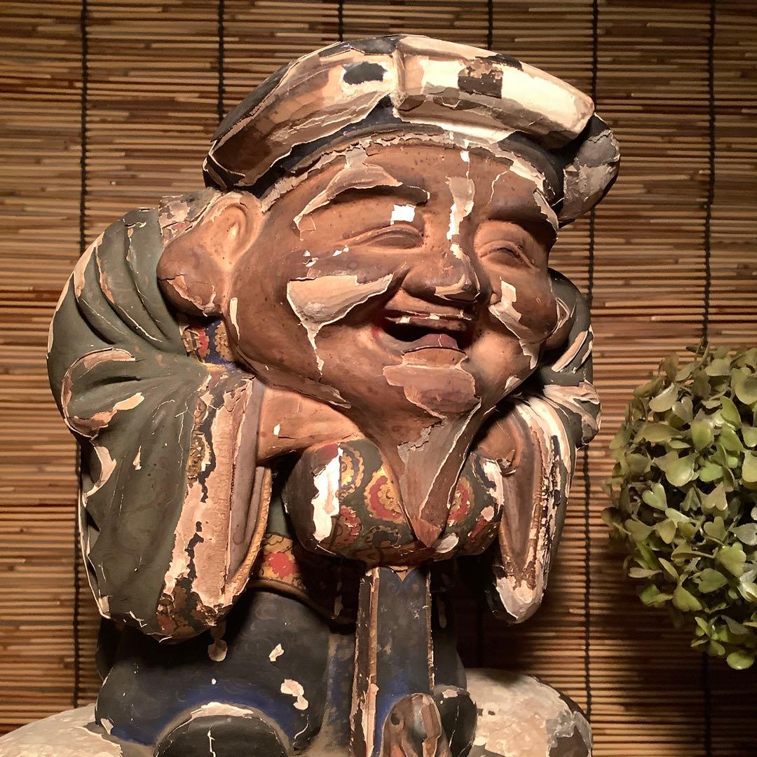 室町〜江戸期・福徳神「大黒天」密教伝来・￼ 比叡山・財運福徳・木彫