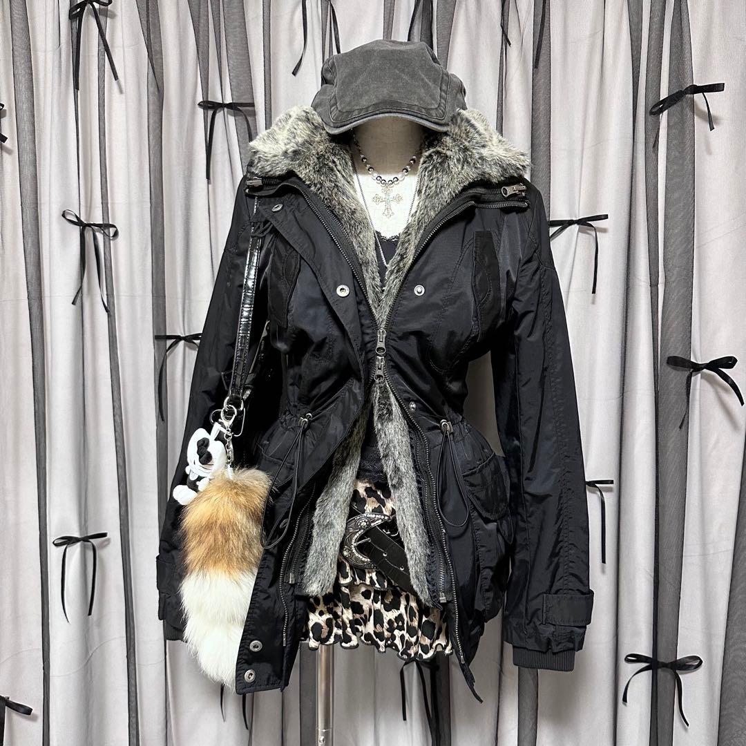 平成ギャルy2k ファー付き ミニタリージャケット アウター フェアリー