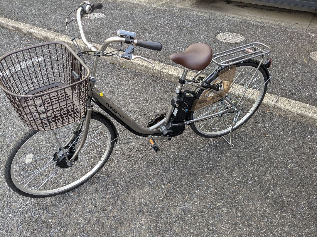 大阪府 パナソニック 電動アシスト自転車 ブラウン 前バスケット付き
