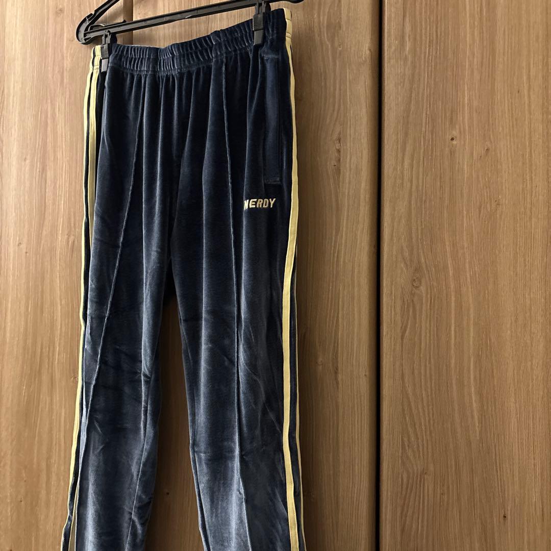 美品✨NERDY ノルディ ベロア ジャージ セットアップ ネイビー 光沢感