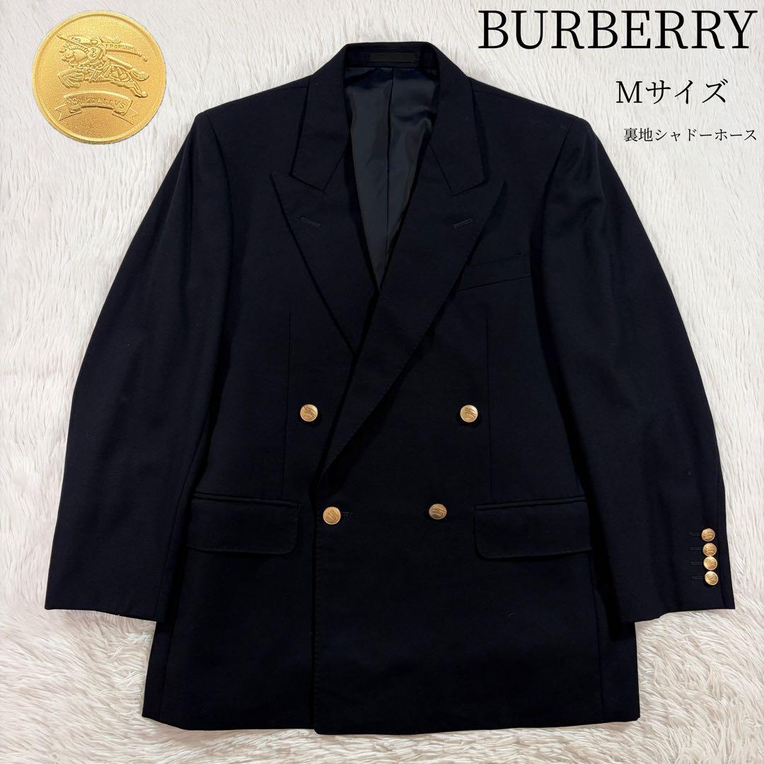 極美品 バーバリー 紺ブレ 刻印金ボタン ネイビー ダブル Mサイズ Burberrys(バーバリーズ) 90's金ボタン紺ブレザー/紺ブレ/ダブル
