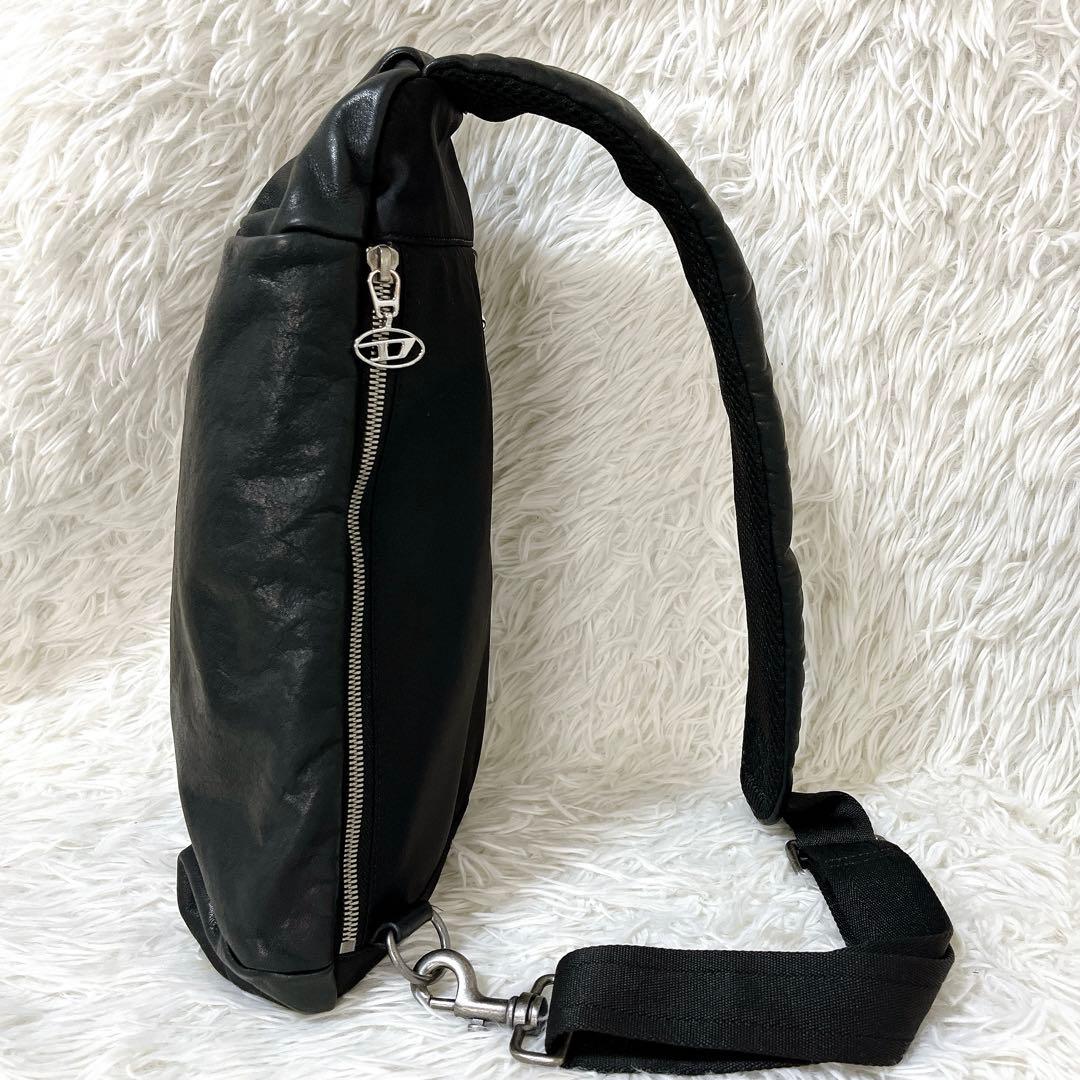 希少】DIESELディーゼル ウォッシュド ワックスレザー ボディバッグ 黒