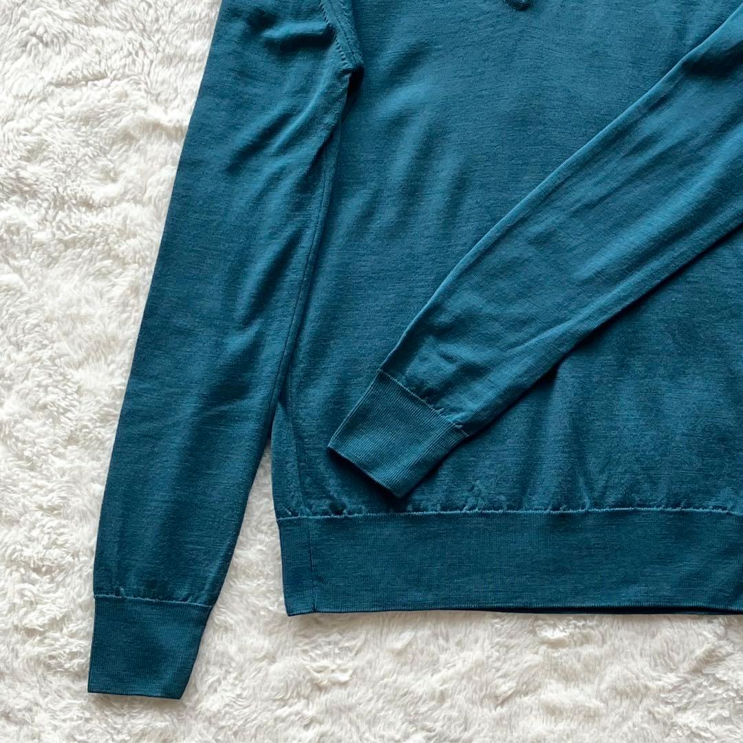 美品】ジョンスメドレー メリノウール Vネックニット ターコイズ