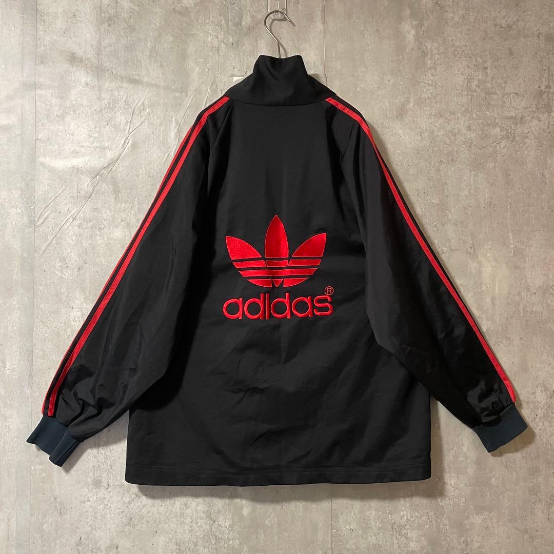 adidasアディダストラックジャケットジャージブルゾン黒ブラック赤