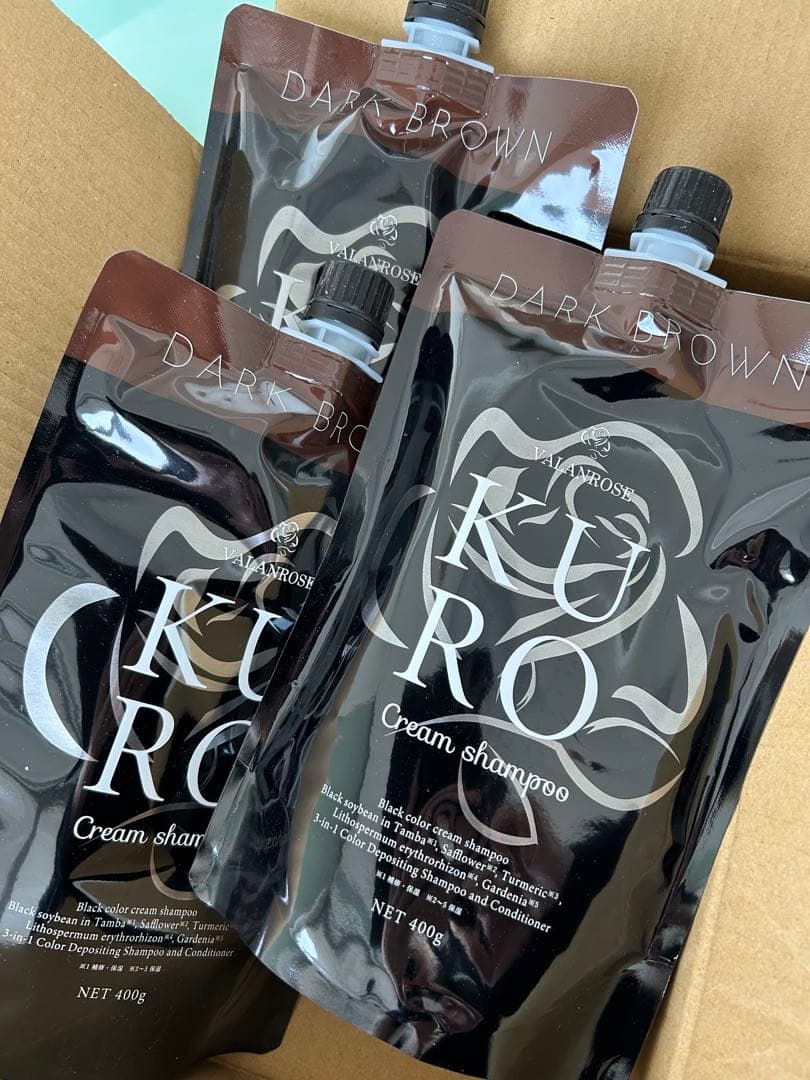 KURO クリームシャンプー ダークブラウン 400g 3個セット