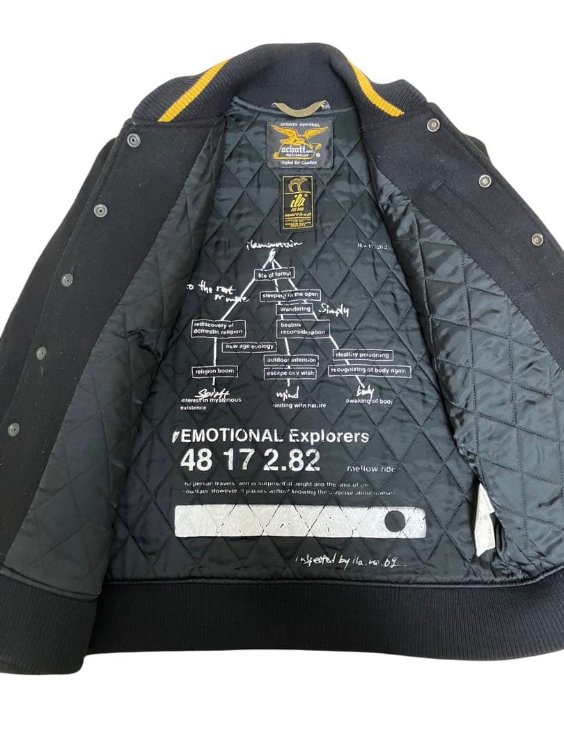 ○ 中古SCHOTT×ナノユニバース 総刺繍ウールスタジアムバーシティ