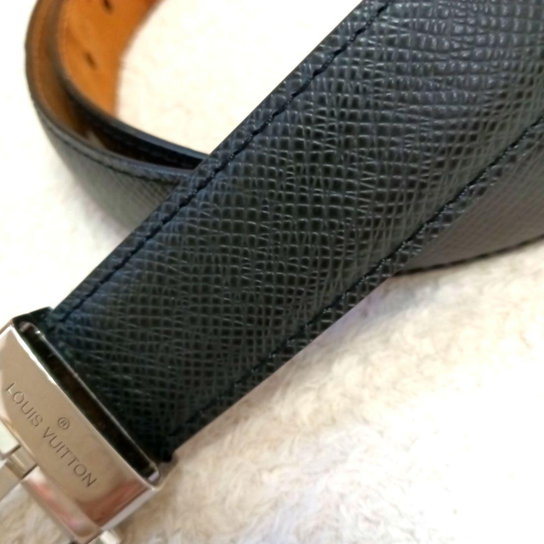 Louis Vuitton 黒レザーベルト ブラック‪✕‬シルバーバックル - メルカリ