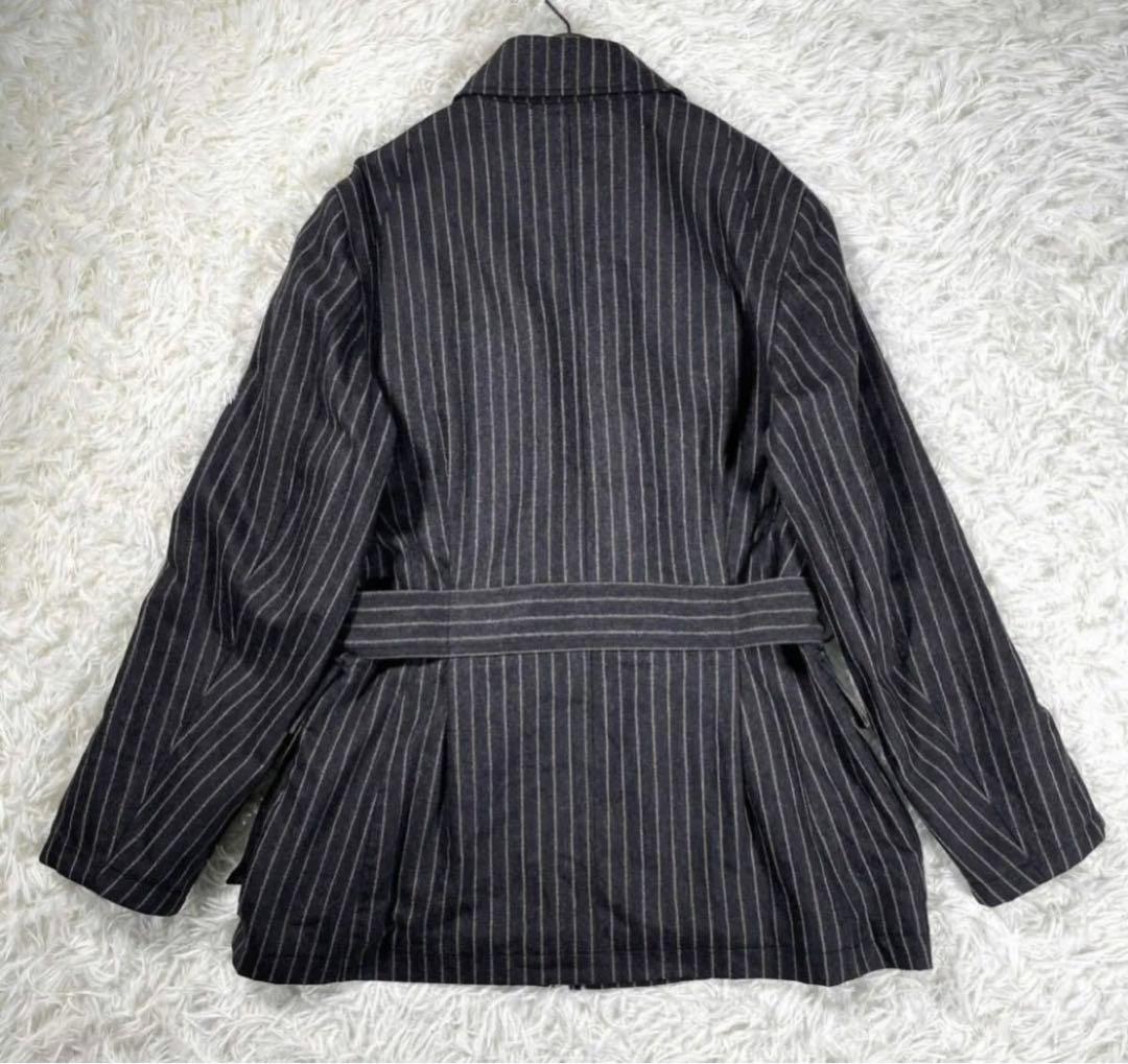 Paul Smith Men's Gray Stripe Balmacaan Coat L Trench Used Great