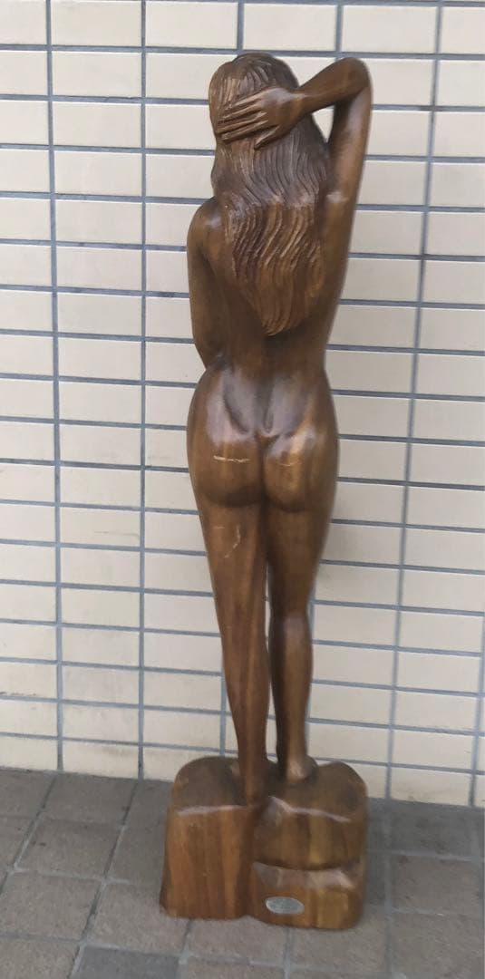 ⬛️ デカっ！　背が高っ！⬛️ 木製　木彫り　裸体 ヌード 彫刻！⬛️ 台座付き！