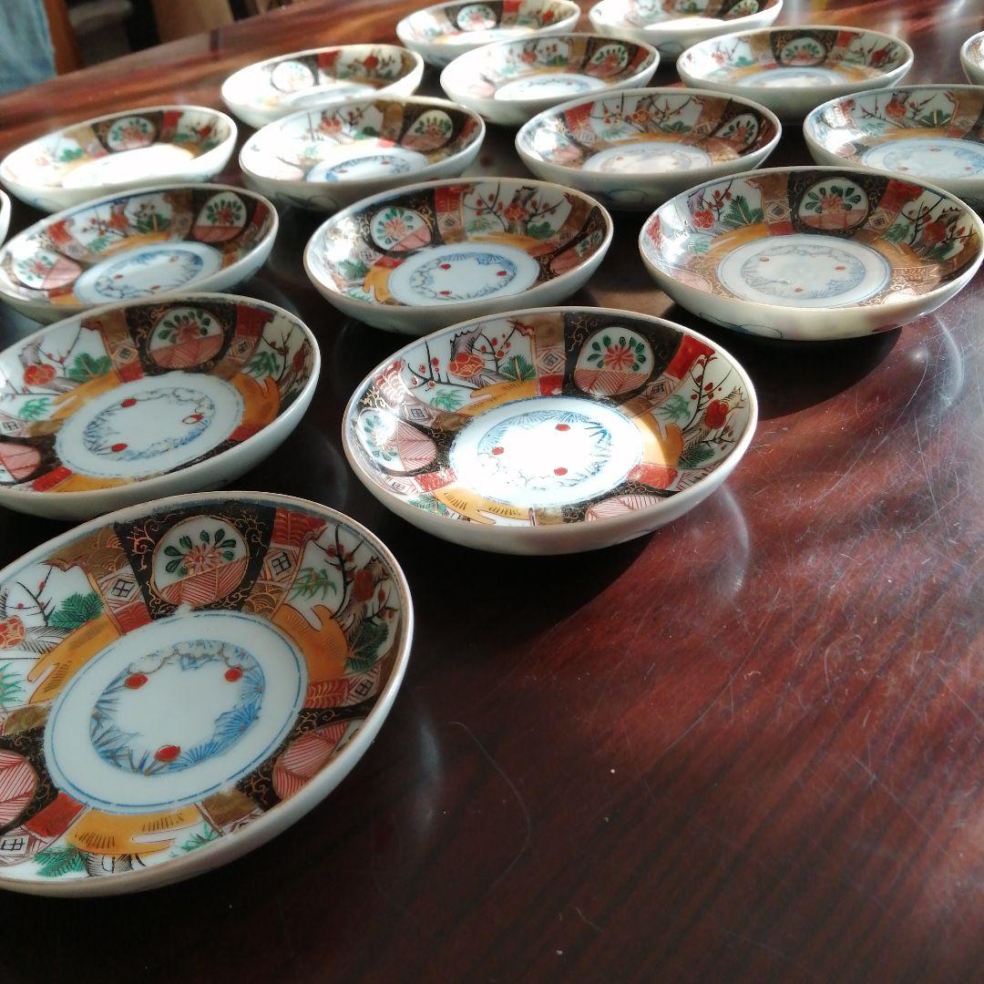 美濃焼　染付色絵小皿　20枚　12.3cm　大正期