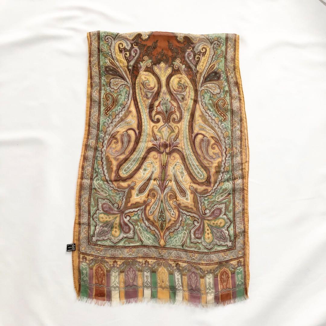 美品】エトロ ETRO シルク100% ペイズリー柄 スカーフ ストール - メルカリ