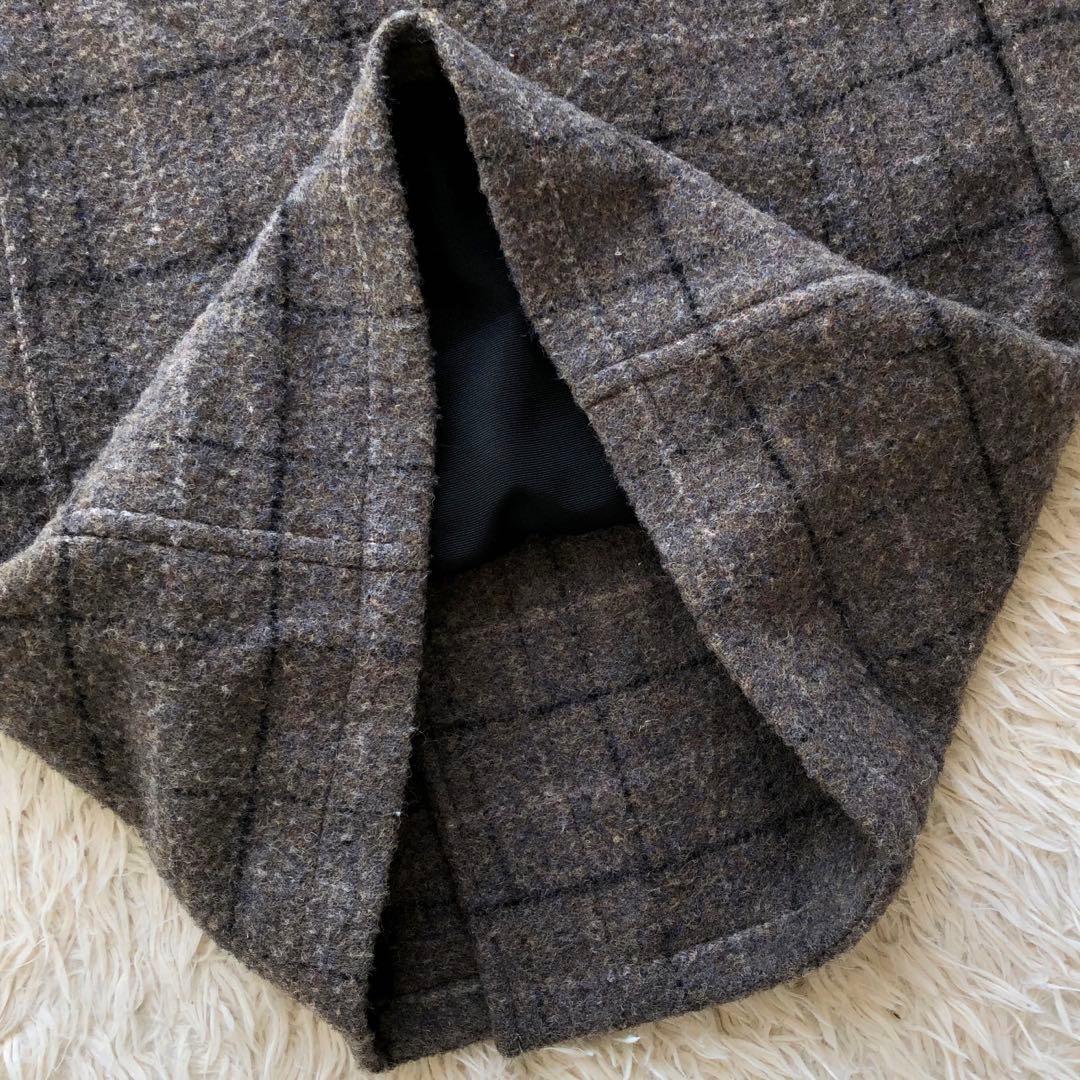 美品 ハリスツイード】トゥモローランド ダッフルコート 茶 チェック