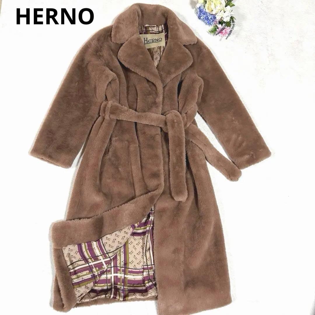 美品☆2023モデル☆HERNO ヘルノ テディベアコート 裏地H総柄