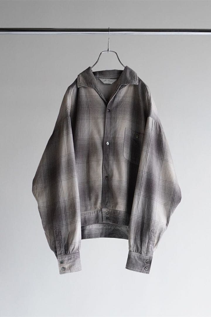 ANCELLM 23aw オープンカラーコットンオンブレチェックシャツ　常田大希 常田大希着用 ancellm アンセルム オンブレチェック セットアップ