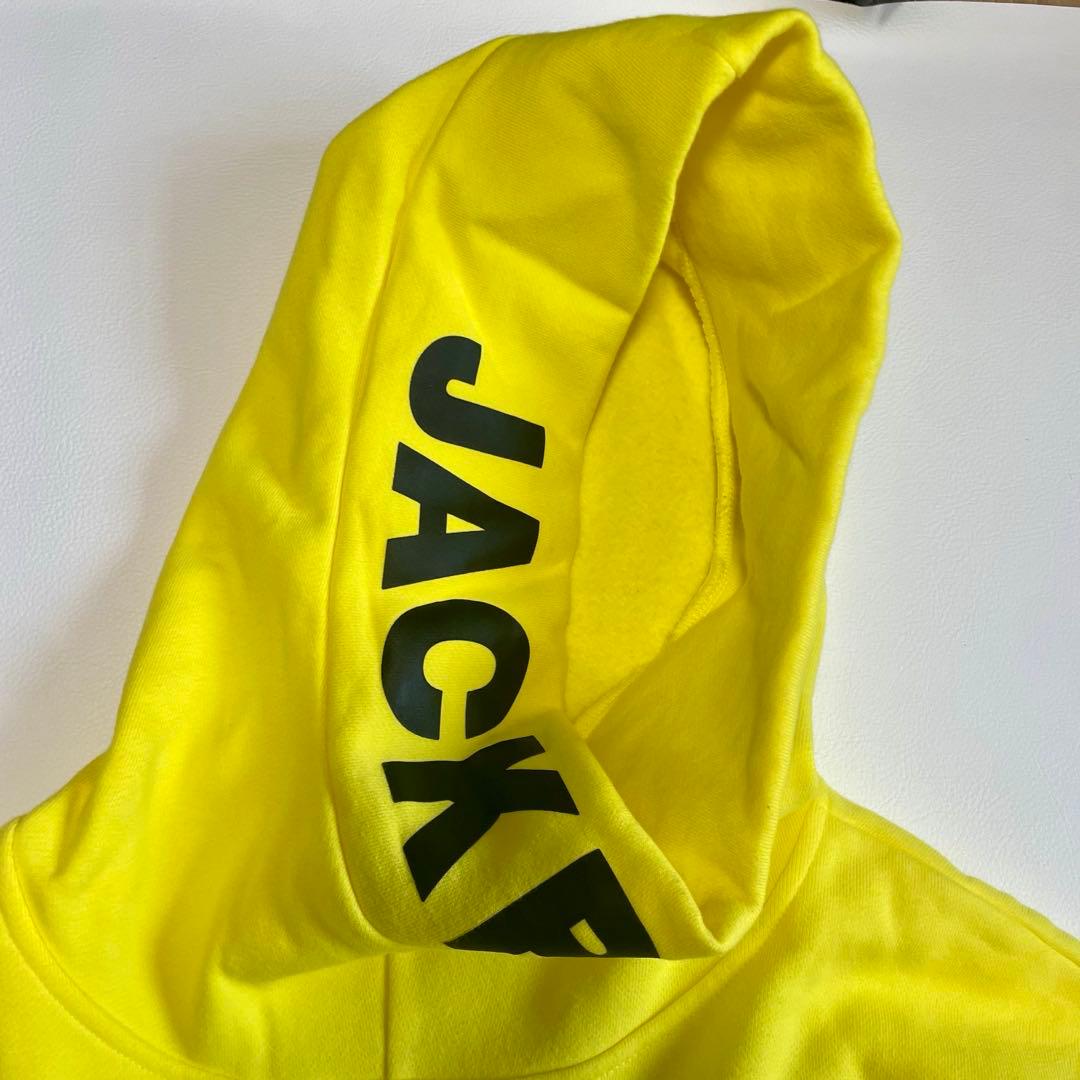 ジャックバニー】ゴルフウェア パーカー プルオーバー デカロゴ 黄色 XL
