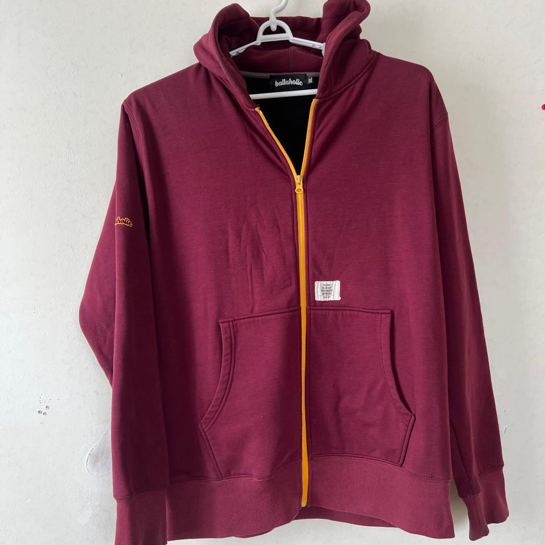 ballaholic パーカー エンジ XL ラベル付き 刺繍ロゴ入り - メルカリ