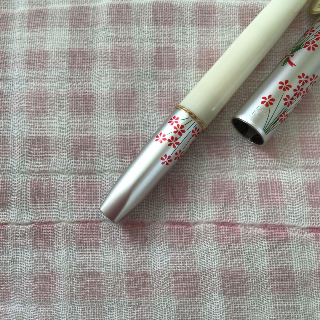 プラチナ 14K 14金 万年筆 ショート 細字 ブーケ 花柄 廃盤 - メルカリ