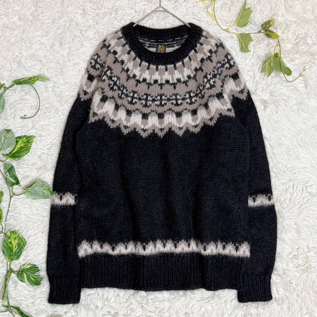 極美品 バトナー ニット モヘヤ混 アルパカ混 ノルディック柄 ウール