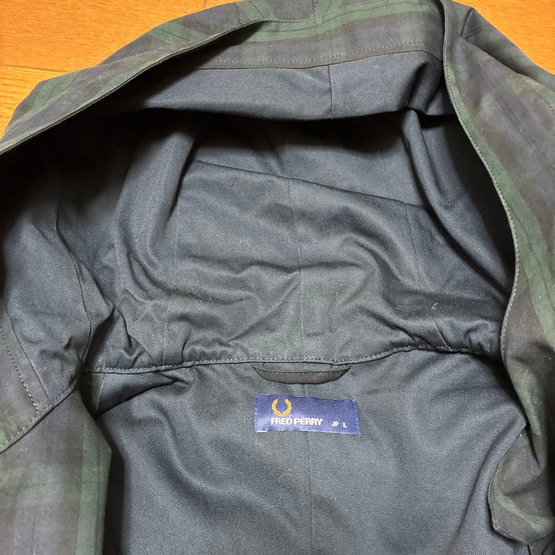 大幅値下げ！ フレッドペリー グリーン系チェック モッズコート L