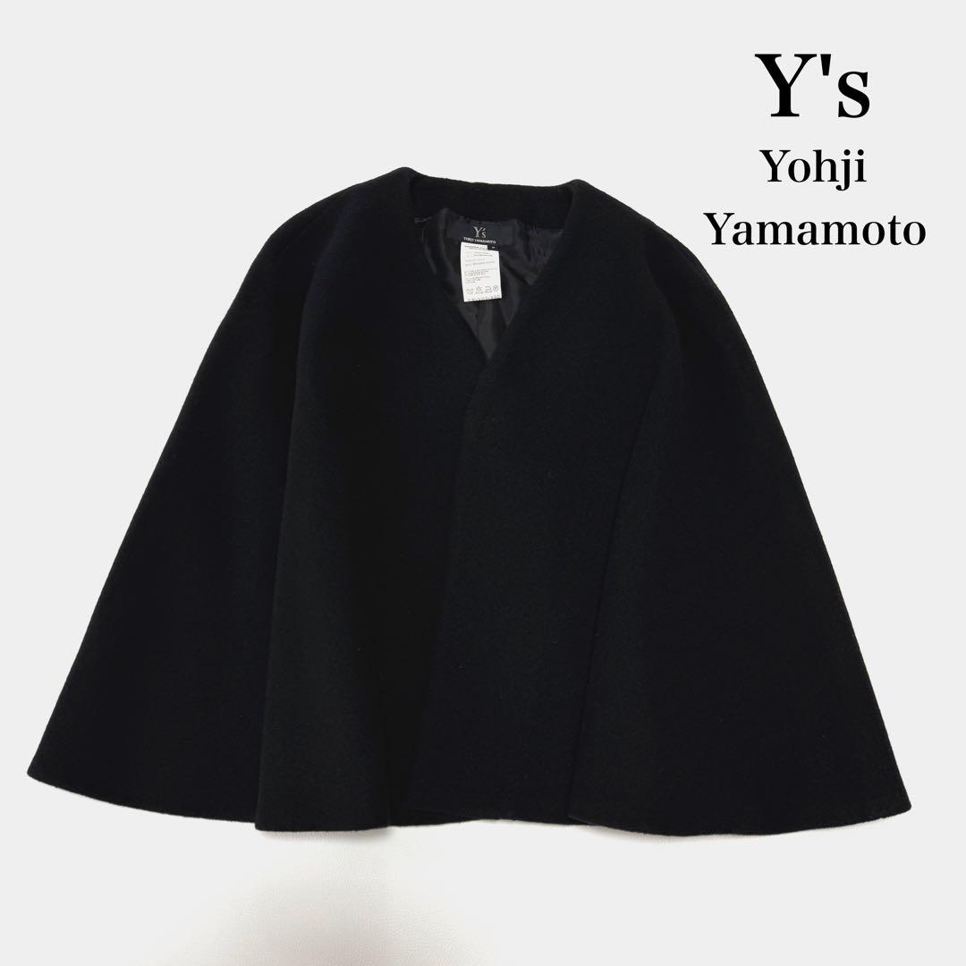 希少✨️ Y’s ヨウジヤマモト ウールポンチョ ケープ 黒 日本製 3 Yohji Yamamoto 2024-25AW 秋のポンチョスタイリング -FASCINATE
