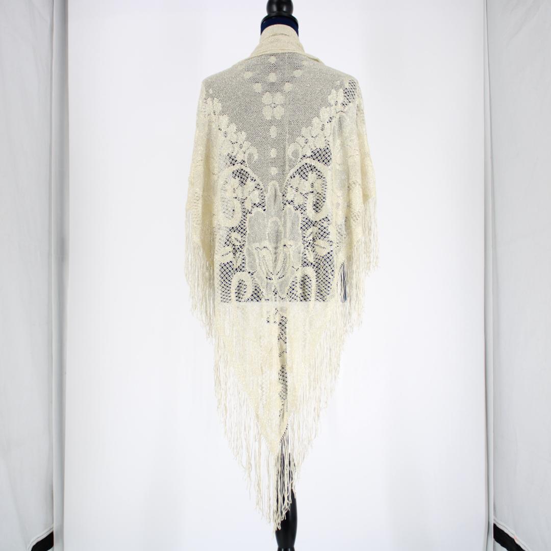 美品 日本製 フラメンコ衣装】アイボリー シージョ マントン レース