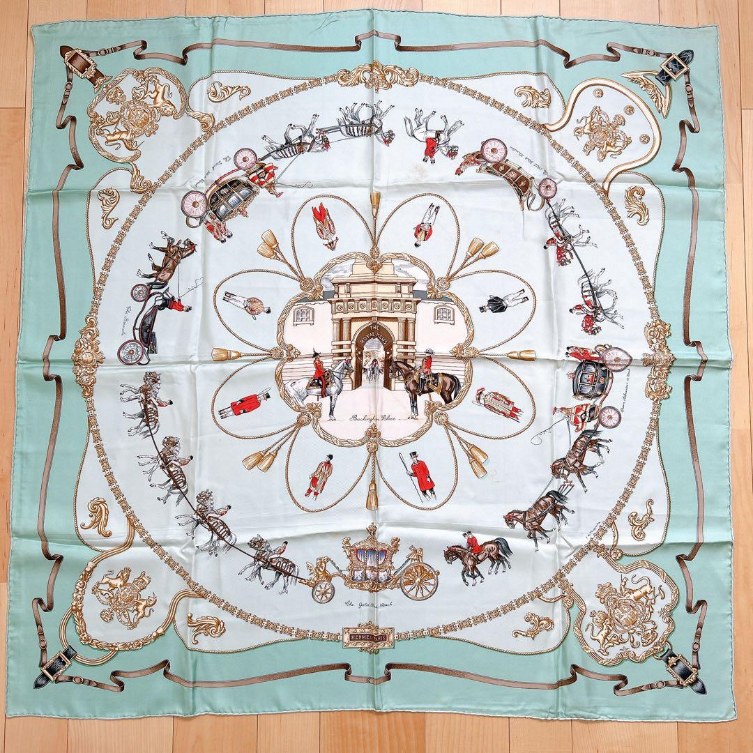 エルメス カレ90・THE ROYAL MEWS(王室の馬小屋)ライトグリーン - メルカリ