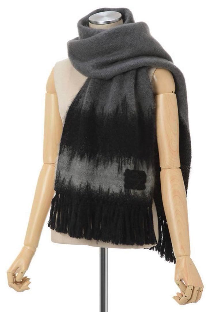 小物 Mame Kurogouch Wool Mohair Knitted Scarf Scarf Knitted Mohair Wool / モヘヤ ウール フリンジ スカーフ