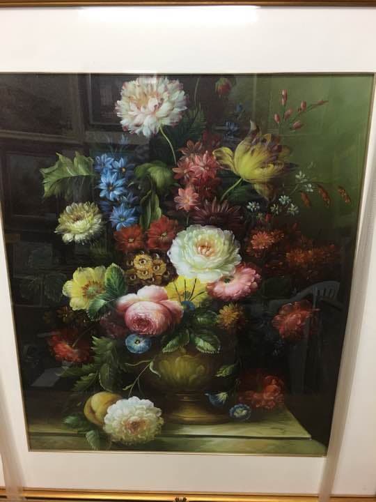 花の絵  油絵   油絵マット付きマット白色 花の絵 油絵 油絵マット付きマット白色 花の絵 油絵 油絵マット付き