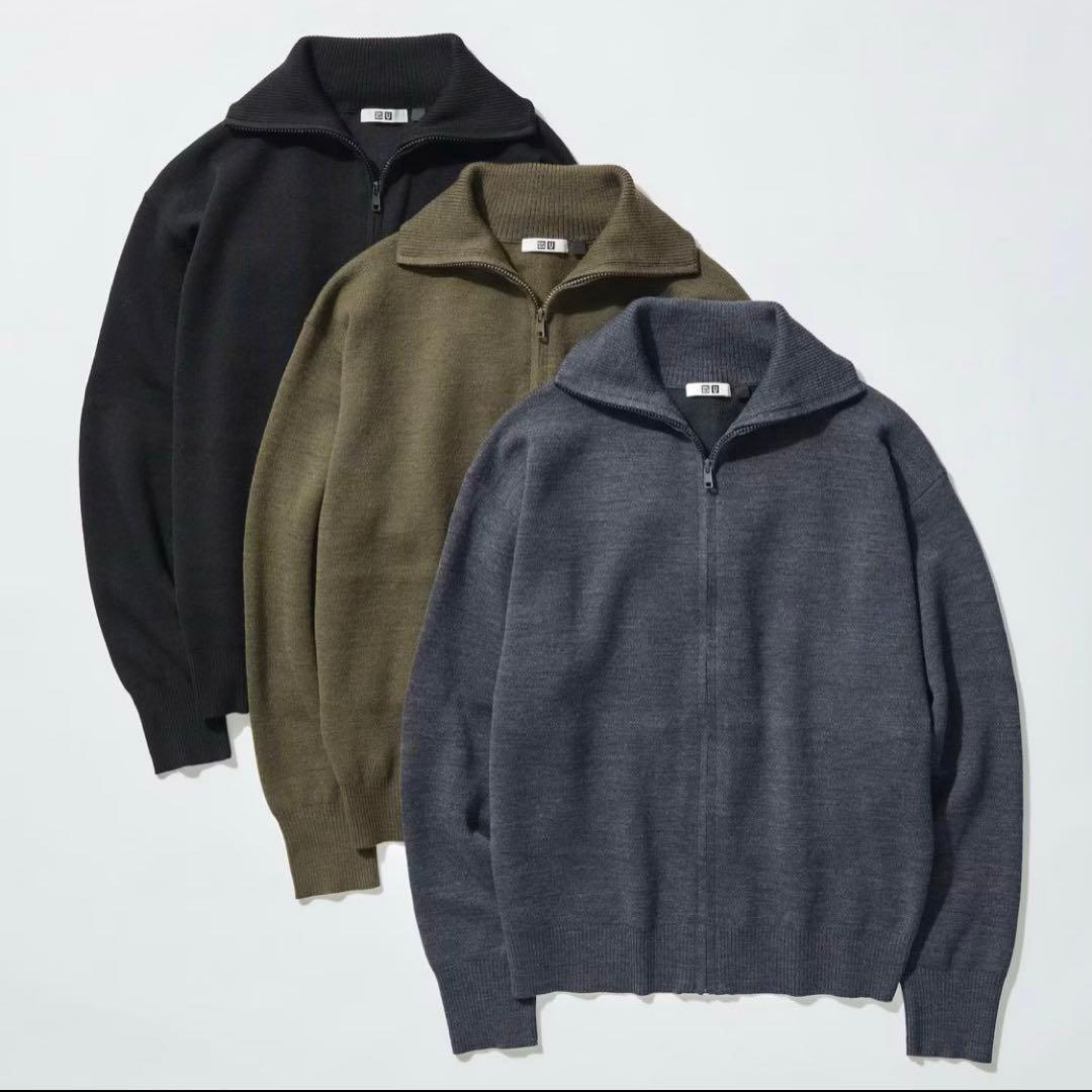 ダブルフェイスフルジップジャケット ユニクロU ブラック 黒 Lサイズ