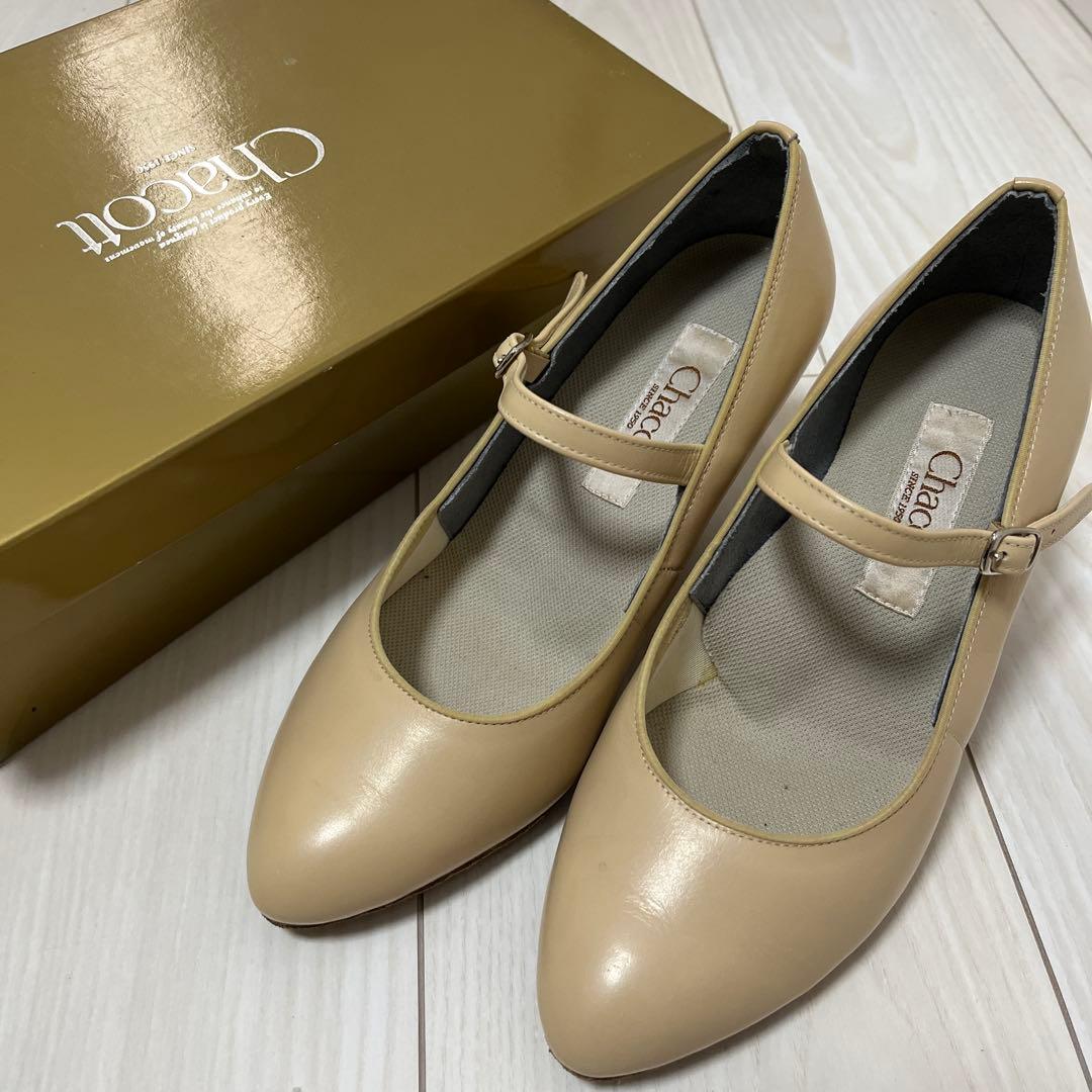 Chacott ベージュ メリージェーン シューズ 社交ダンス 22.5cm