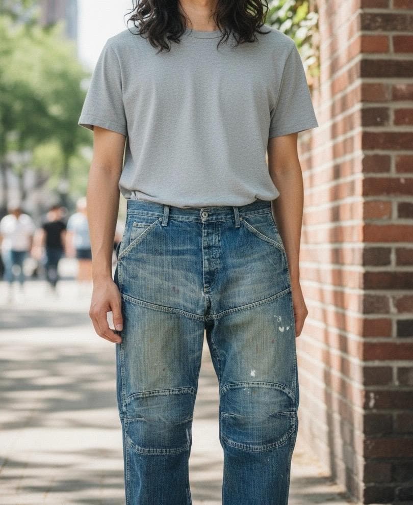 ≪G-STAR RAW≫ ペイントヴィンテージ加工 立体裁断デニムジーンズ