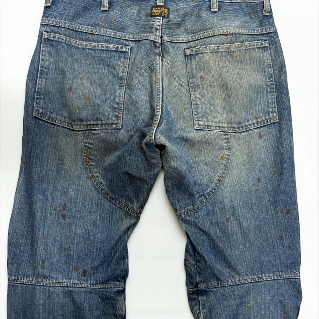 ≪G-STAR RAW≫ ペイントヴィンテージ加工 立体裁断デニムジーンズ