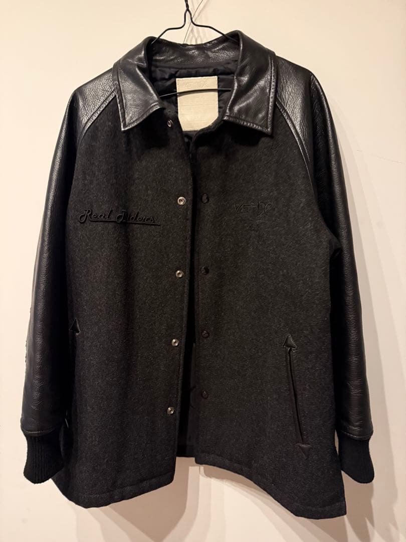 希少・限定品｜レットイットライド 7周年記念 袖革スタジャン 本革 黒