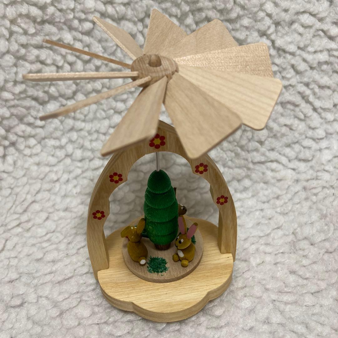 新品 ドイツ クリスマスピラミッド 風車 ウサギ ツリー 木のおもちゃ