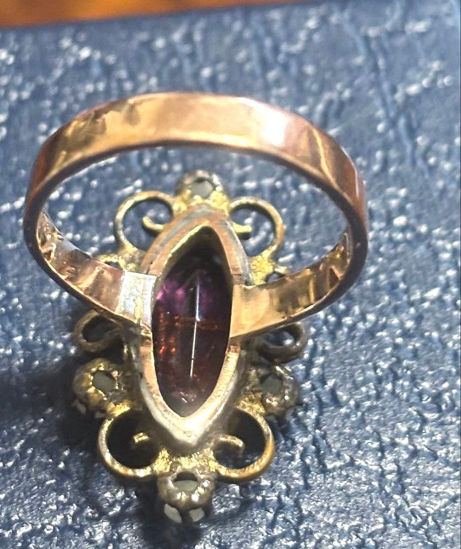 フランス アンティーク リング 指輪 ガラス パール パープル 鑑別書