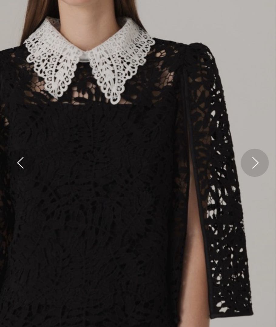 美品♡レジャ leja ドレス リーフレースカラー セットアップ ブラック