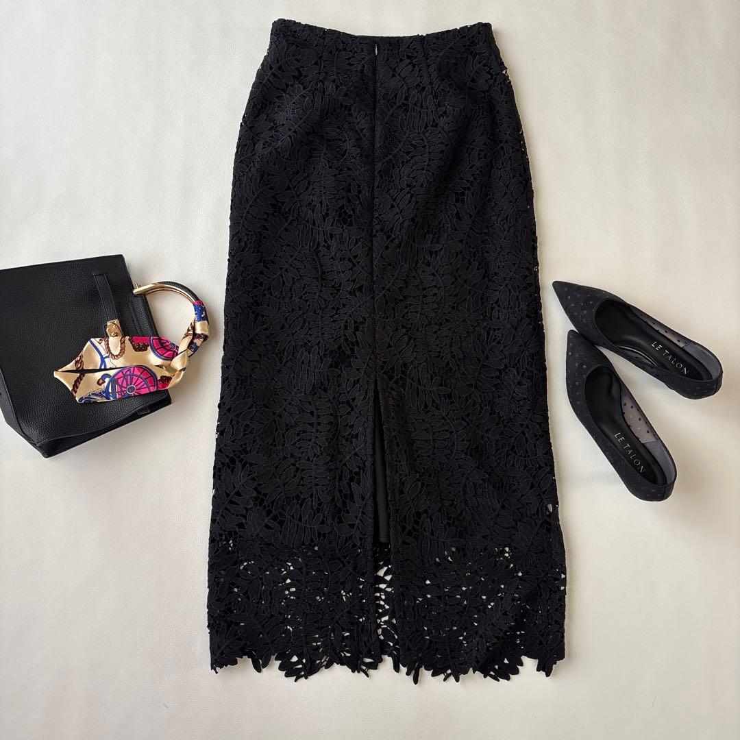 美品♡レジャ leja ドレス リーフレースカラー セットアップ ブラック