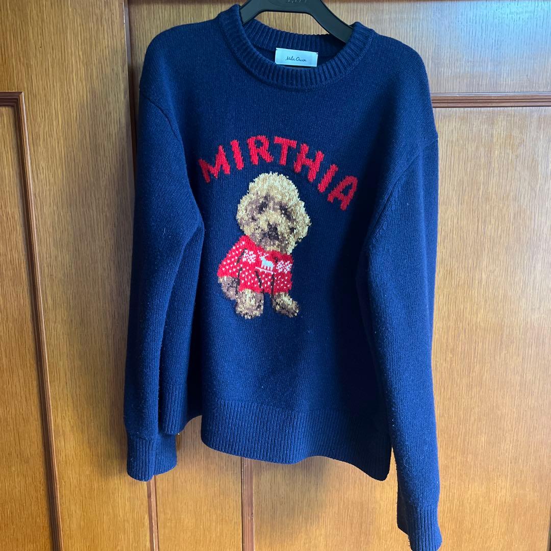 MIRTHIA 犬刺繍 ネイビー セーター - メルカリ