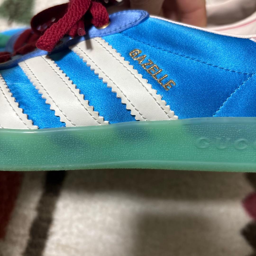 GUCCI ガゼル ライトブルー・シルク 24センチ adidasコラボ