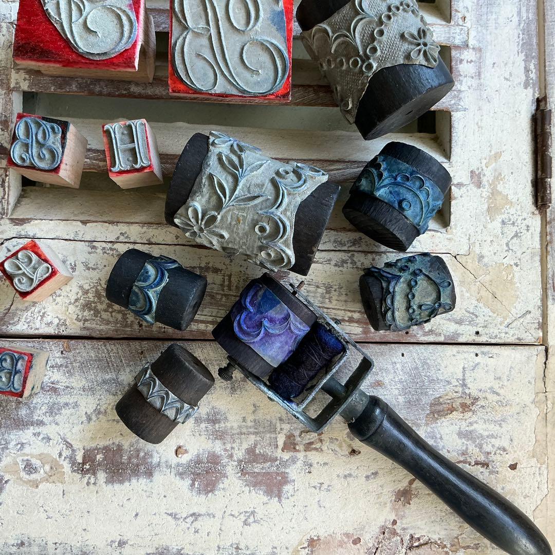 ♡沢山♡ フランス アンティーク 刺繍 イニシャル モノグラム スタンプ