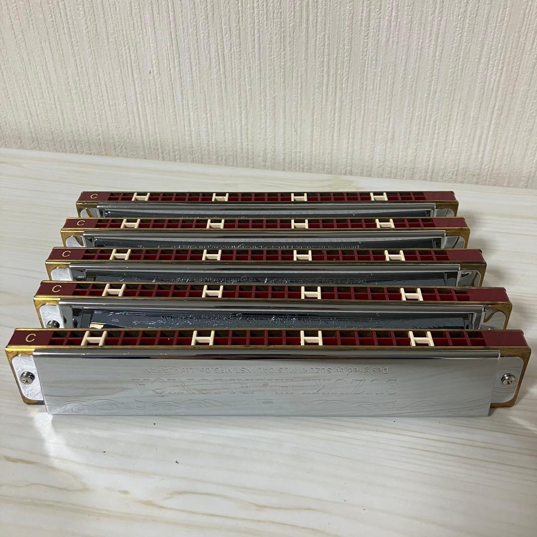 中古品】SUZUKI 24穴複音ハーモニカ5本 Am ANm 中古品】SUZUKI 24穴