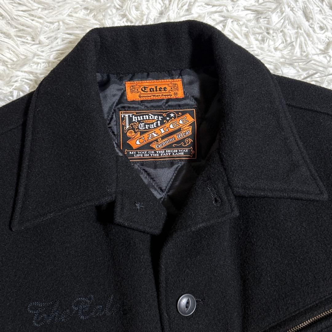 CALEE キャリー ウールジャケット キルティング 刺繍 ブラック 黒 M