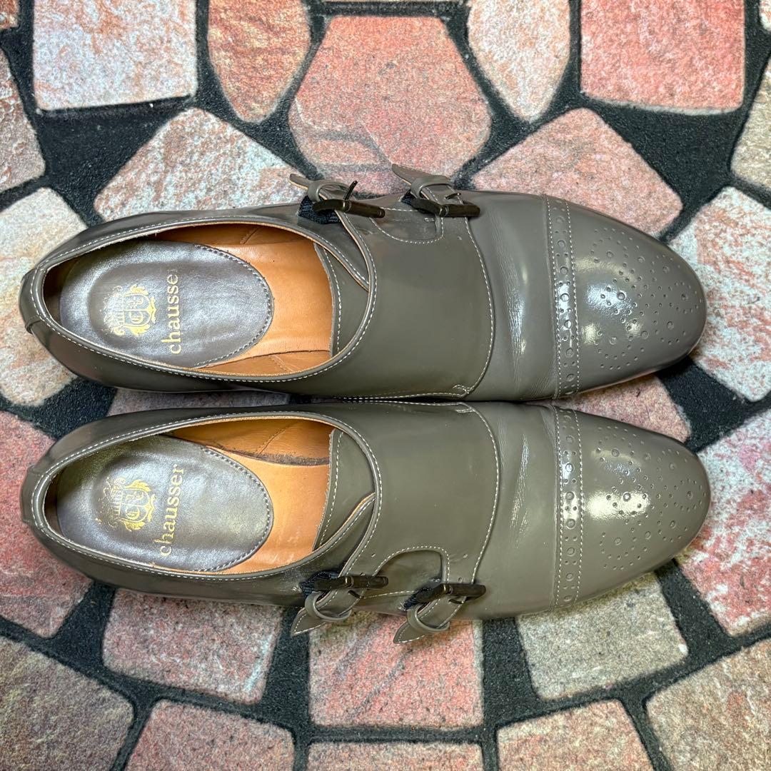 【美品】chausser ショセ　ダブルモンク　24.0cm 希少　メダリオン