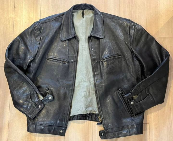 40s50s ドイツ ヴィンテージ レザージャケットritsch zip - メルカリ