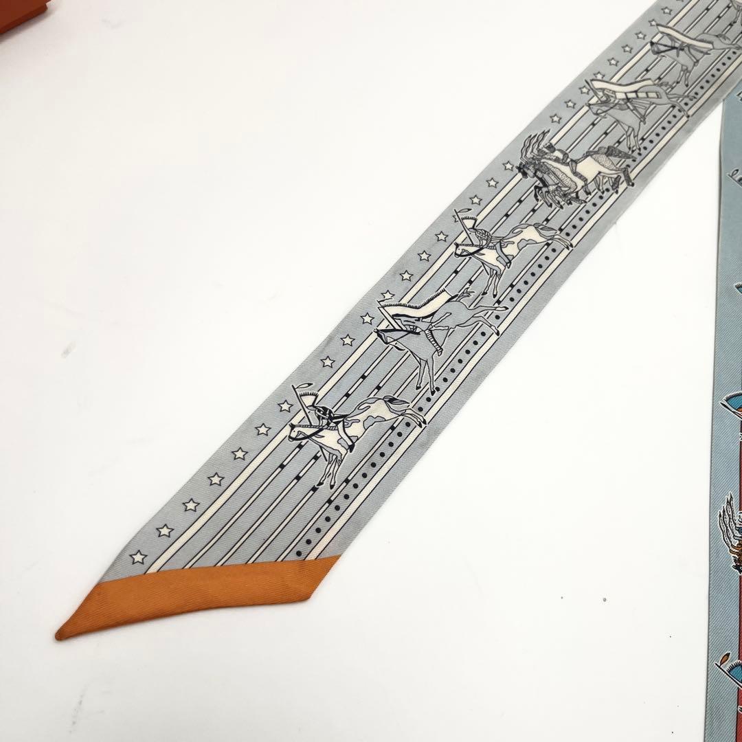 極稀少】エルメス ツイリー スカーフ オブジェ ドゥ キュリオジテ 水色