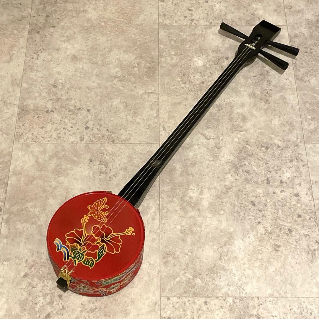 ヴィンテージ 沖縄 かんから三線 ハイビスカス カンカラ三線 レトロ