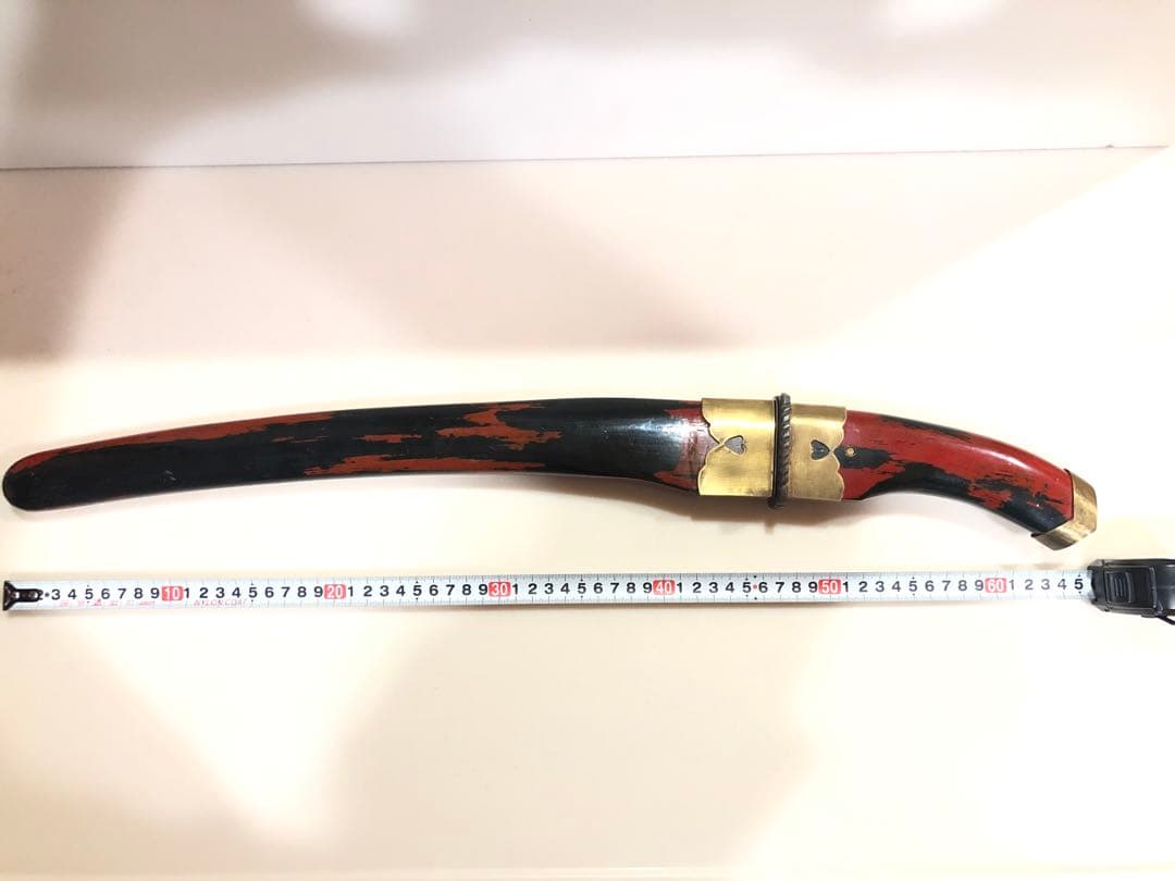骨董 古美術 武具 兜割り かぶと割り 朱黒塗拵 無銘