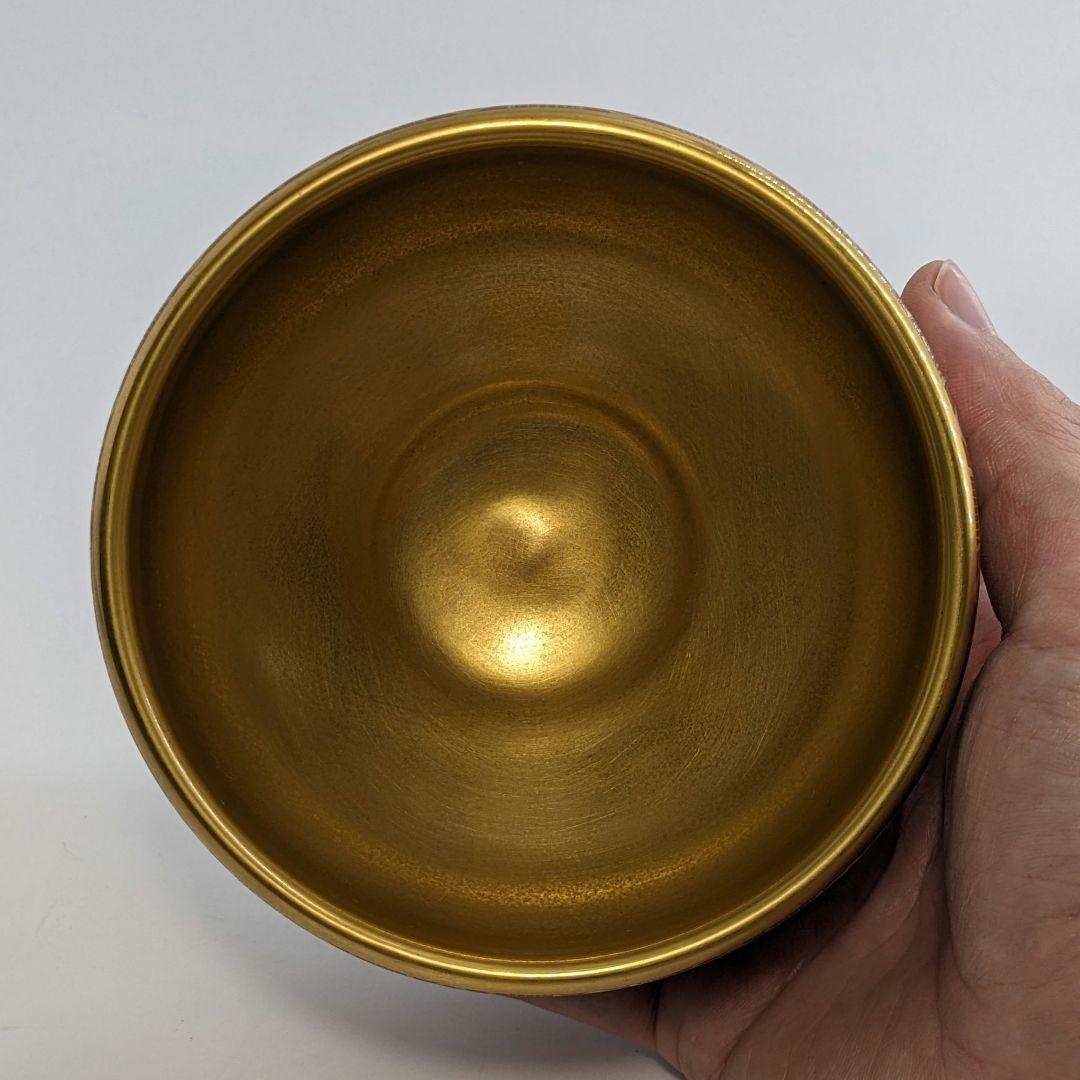 明山 九谷焼 金彩波文茶盌 共箱合布 抹茶碗 抹茶茶碗 茶道具 茶器 食器